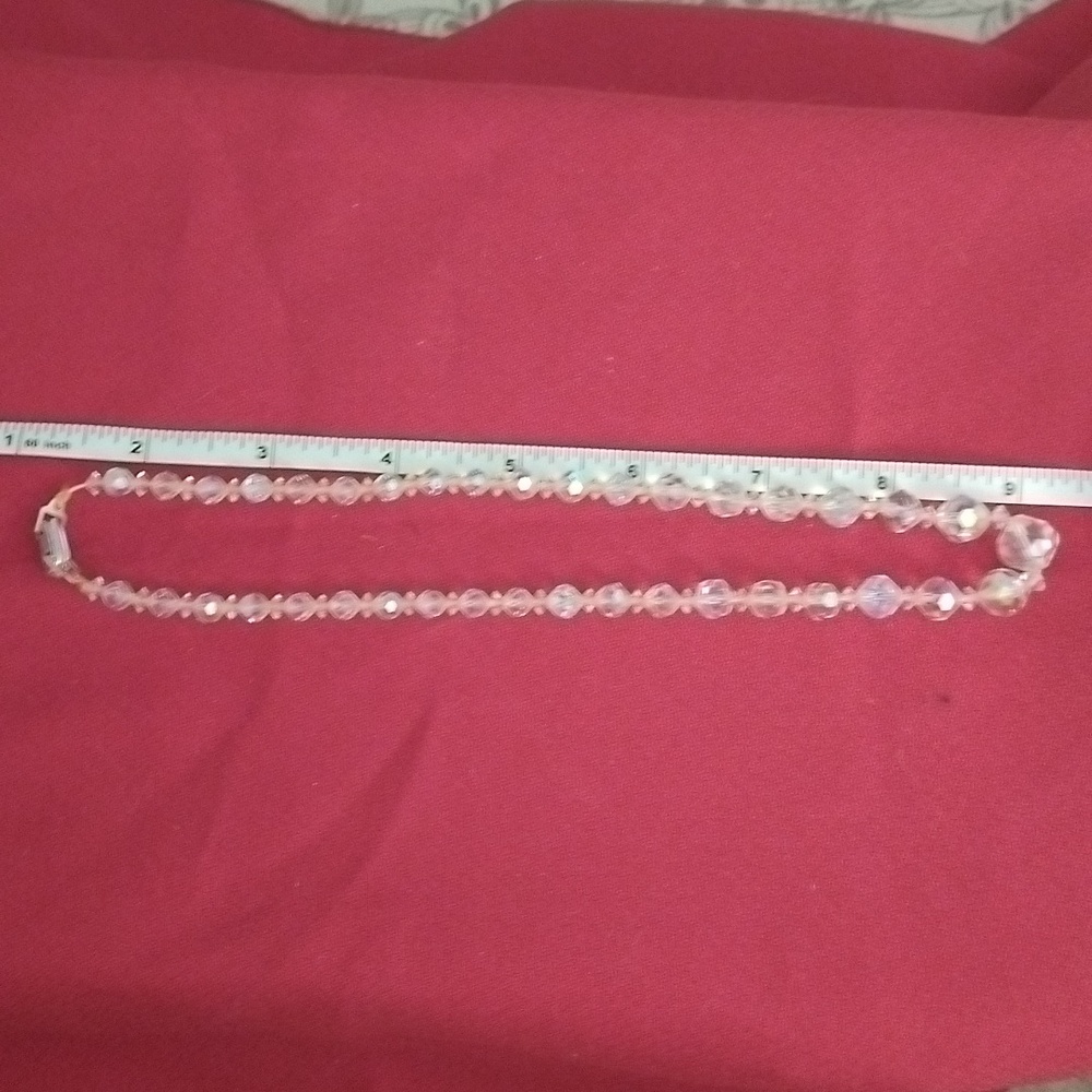 Vtg. Germany Faceted AB Glass Single Strand "18 Necklace - Picture 8 of 8